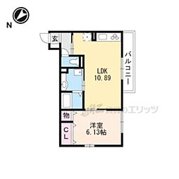 フラン岡 3階1LDKの間取り