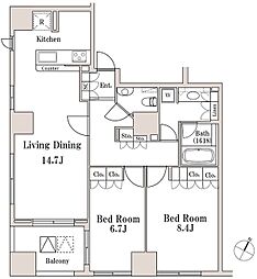 LaSante一番町 11階2LDKの間取り