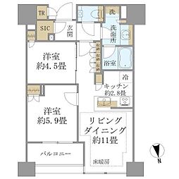 白金ザ・スカイ East 20階2LDKの間取り