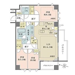 ザ・パークハウス千代田六番町 5階3LDKの間取り