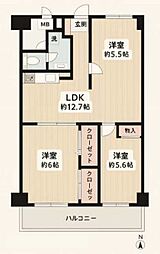 メトロコープ第2豊洲 4階2LDKの間取り