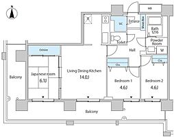 セルリアンホームズ勝どき 11階3LDKの間取り