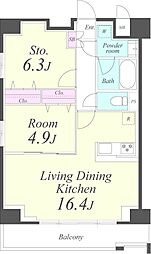 クレシェンテ月島 6階1SLDKの間取り