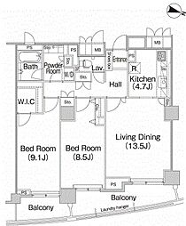 ミレニアムガーデンコート 11階2LDKの間取り