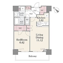 ルミレイス豊洲 15階1LDKの間取り