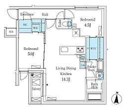 SOLASIA residence亀戸 5階2LDKの間取り