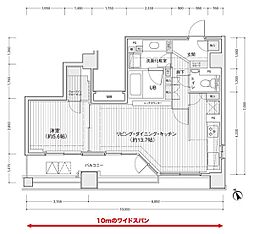 ドゥーエ銀座イーストI 11階1LDKの間取り