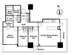 リエトコートアルクスタワー 12階3LDKの間取り
