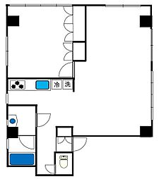 飯島ビル 3階1LDKの間取り