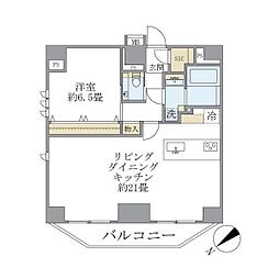 ルネサンス赤坂プレミアムコート 11階1LDKの間取り