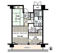 イーストコモンズ清澄白河パークフラッツ 5階2LDKの間取り