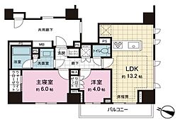 ピアース麻布十番 10階2LDKの間取り