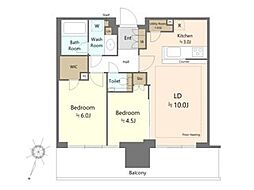 シティタワーズ東京ベイセントラルタワー 18階2LDKの間取り