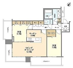 リガーレ日本橋人形町 15階2LDKの間取り
