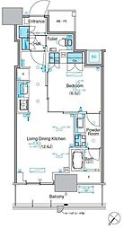 パークアクシス豊洲キャナル 11階1LDKの間取り