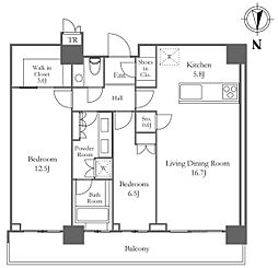 ザ・パークハウス晴海タワーズティアロレジデンス 2LDKの間取図画像