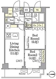 ザ・パークワンズ高輪 2LDKの間取図画像
