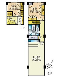 ニュー赤坂コーポラス 2LDKの間取図画像