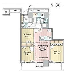 ザ・パークハウス晴海タワーズティアロレジデンス 3LDKの間取図画像
