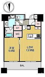 白金ザ・スカイ東棟 1LDKの間取図画像