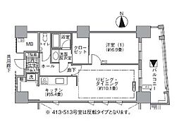 アクティ汐留 1LDKの間取図画像