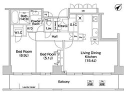 コンフォリア田町 2LDKの間取図画像