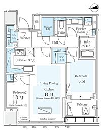 パークコート ザ・三番町ハウス 2LDKの間取図画像