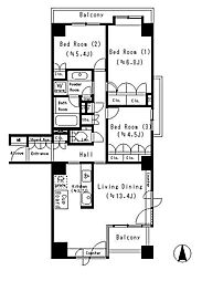 パークサイドウイングス 3LDKの間取図画像