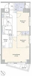 デュオフラッツ赤坂 2LDKの間取図画像