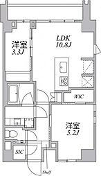 アジールコート麻布十番 2LDKの間取図画像