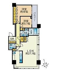 パークコート麻布十番ザ・タワー 2LDKの間取図画像