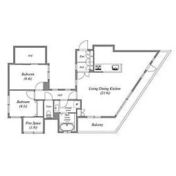 ルネパルティーレ汐留 2LDKの間取図画像