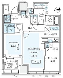 パークコート ザ・三番町ハウス 2LDKの間取図画像