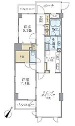 ウヴラージュ広尾 2LDKの間取図画像