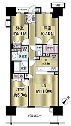 東京フロントコートデッキウイング 3LDKの間取図画像