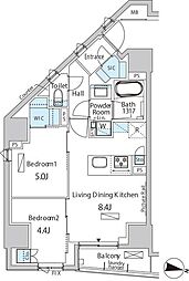 バウスフラッツ品川キャナルサイド 2LDKの間取図画像