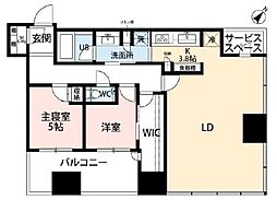 キャピタルゲートプレイスザ・タワー 2LDKの間取図画像