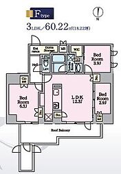 リビオメゾン東陽町Hutte 3LDKの間取図画像