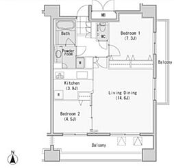 レジディア西麻布 2LDKの間取図画像