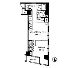 パークアクシス銀座イースト 1LDKの間取図画像