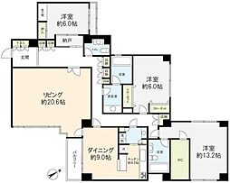 グランフォルム南麻布2 3SLDKの間取図画像