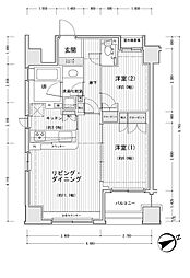 ドゥーエ銀座イースト2 2LDKの間取図画像