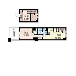 レジデンスシャルマン月島 2LDKの間取図画像