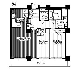 リバーポイントタワー 2LDKの間取図画像