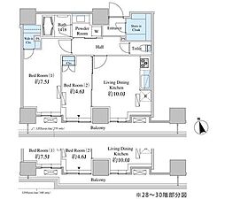 ベルファース芝浦タワー 2LDKの間取図画像