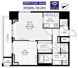 グランドコンシェルジュ六本木 1LDKの間取図画像