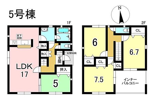 5号棟　4LDK　土地面積148.87m2　建物面積98.82m2