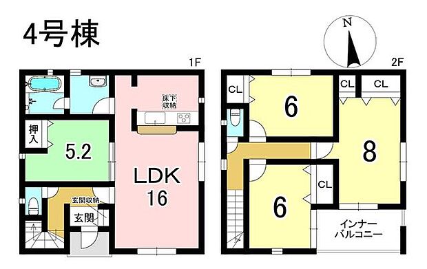 4号棟　4LDK　土地面積144.57m2　建物面積95.58m2