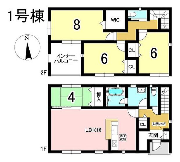 1号棟　4LDK+S　土地面積146.67m2　建物面積98.01m2