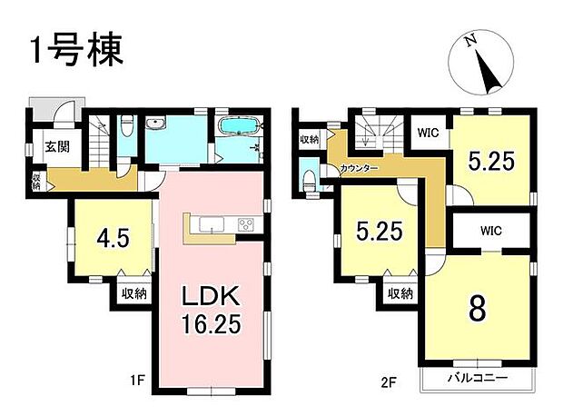 1号棟　4LDK+S　土地面積153.29m2　建物面積101.03m2